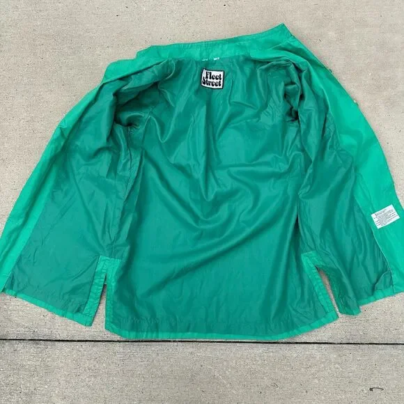 Vtg 70s Fleet Street Jacket 12/14 Kelly Green Rain Shine Trench Coat Mod Toggle